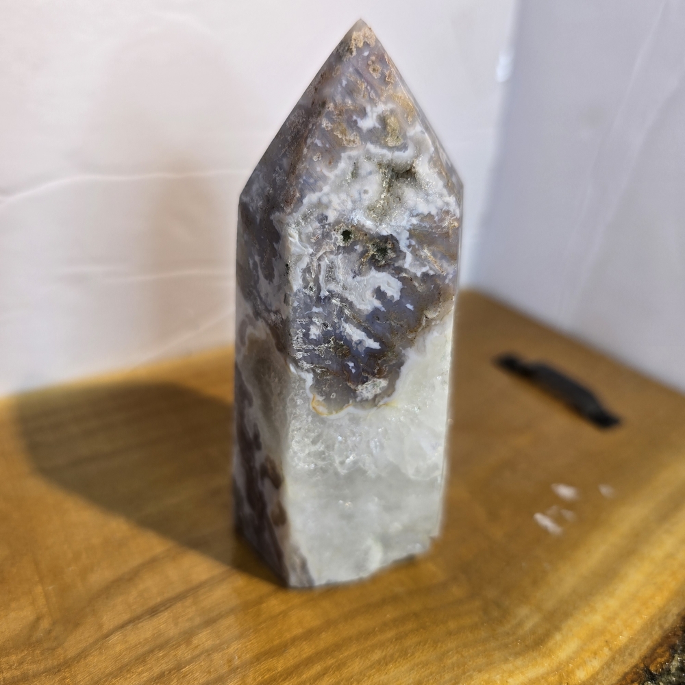 MOSS/FLOWER AGATE CRYSTAL TOWER